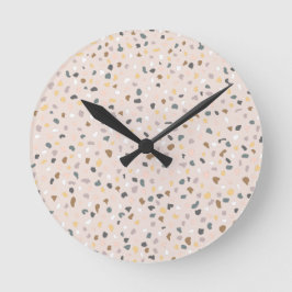 Reloj Redondo Mediano Patrón moderno Terrazzo Neutral suave