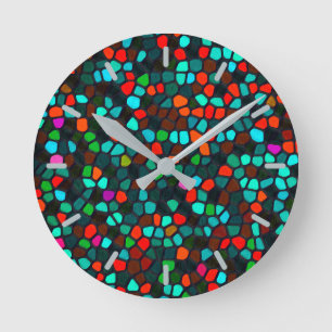 Reloj Redondo Mediano Patrón mosaico multicolor