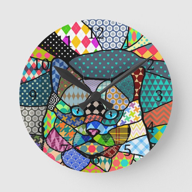 Reloj Redondo Mediano Patrón multicolor Cat 691 (Anverso)
