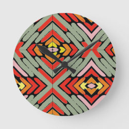 Reloj Redondo Mediano Patrón Multicolor del Suroeste