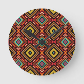 Reloj Redondo Mediano Patrón Nativo Tribal Indígena