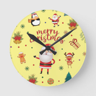 Reloj Redondo Mediano Patrón navideño