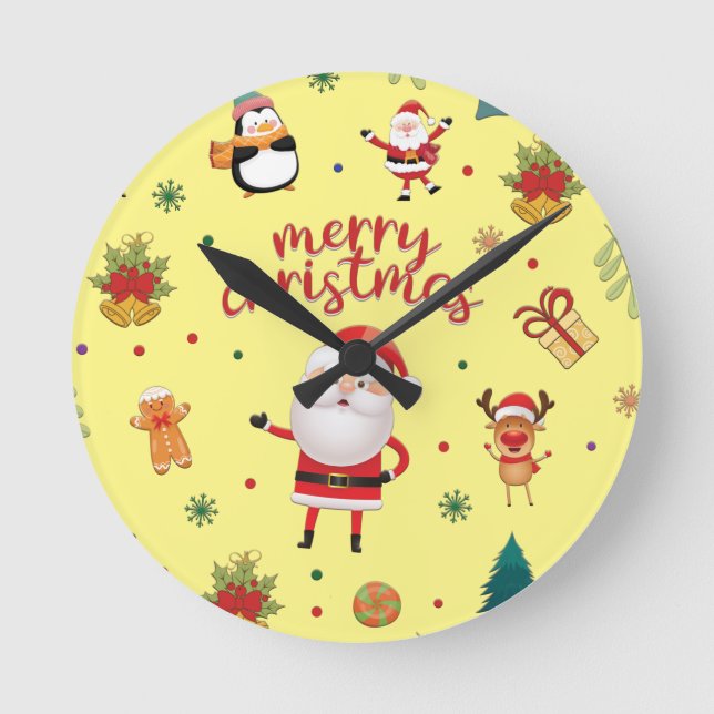 Reloj Redondo Mediano Patrón navideño (Anverso)