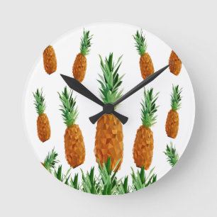 Reloj Redondo Mediano patrón poligonal de impresión de piña