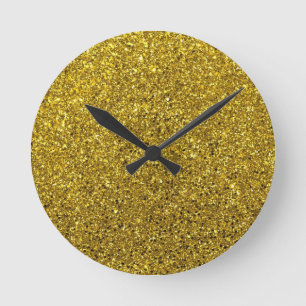 Reloj Redondo Mediano Patrón Purpurina dorado