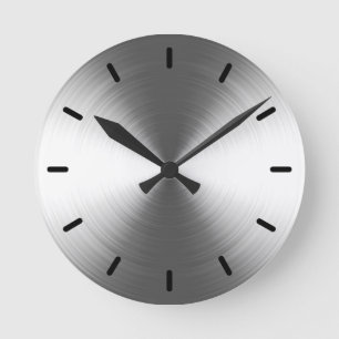 Reloj Redondo Mediano Patrón radiante plateado contemporáneo