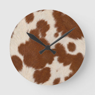 Reloj Redondo Mediano Patrón realista de cuero de ternera
