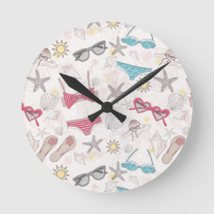 Reloj Redondo Mediano Patrón resumen de verano corto