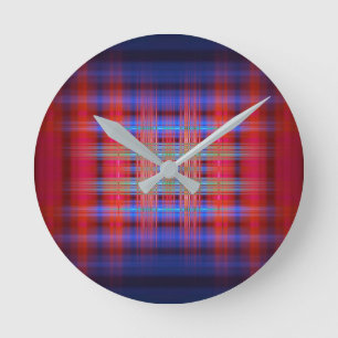 Reloj Redondo Mediano Patrón rojo y azul