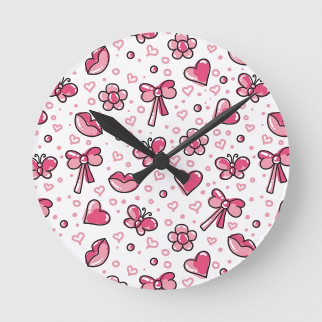 Reloj Redondo Mediano patrón romántico (Anverso)