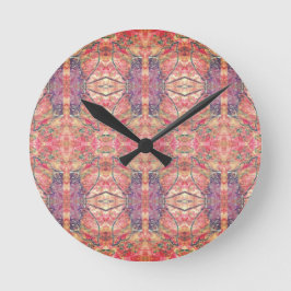Reloj Redondo Mediano Patrón rosa y púrpura