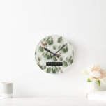 Reloj Redondo Mediano Patrón sin problemas del bosque acuático<br><div class="desc">Patrón sin problemas del bosque acuático</div>