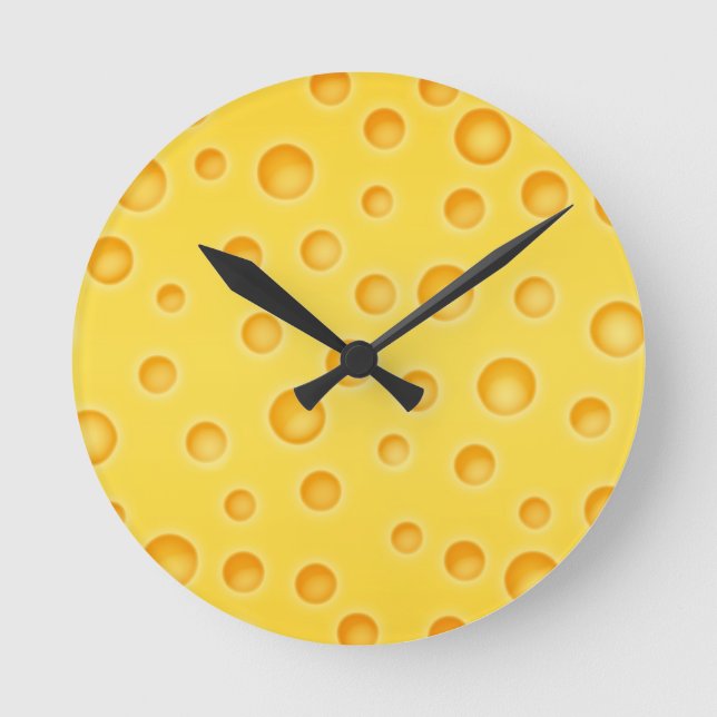 Reloj Redondo Mediano Patrón suizo de textura con queso Cheezy (Anverso)