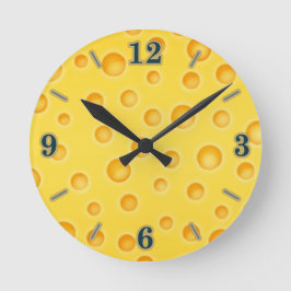 Reloj Redondo Mediano Patrón suizo de textura con queso Cheezy