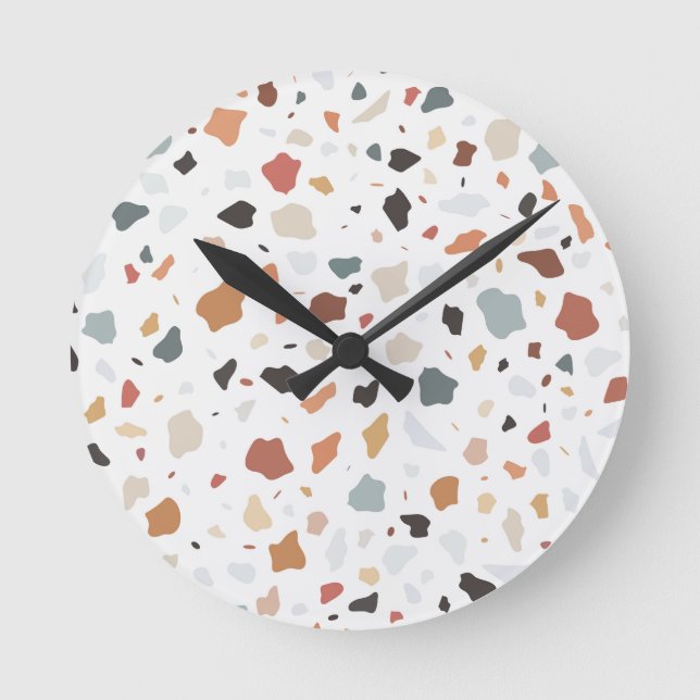 Reloj Redondo Mediano Patrón Terrazo (Anverso)