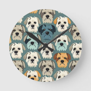 Reloj Redondo Mediano Patrón Terrier de Yorkshire