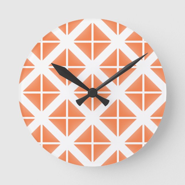Reloj Redondo Mediano Patrón triangular de moda naranja (Anverso)