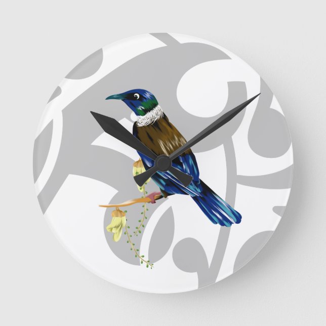 Reloj Redondo Mediano Patrón Tui koru (Anverso)