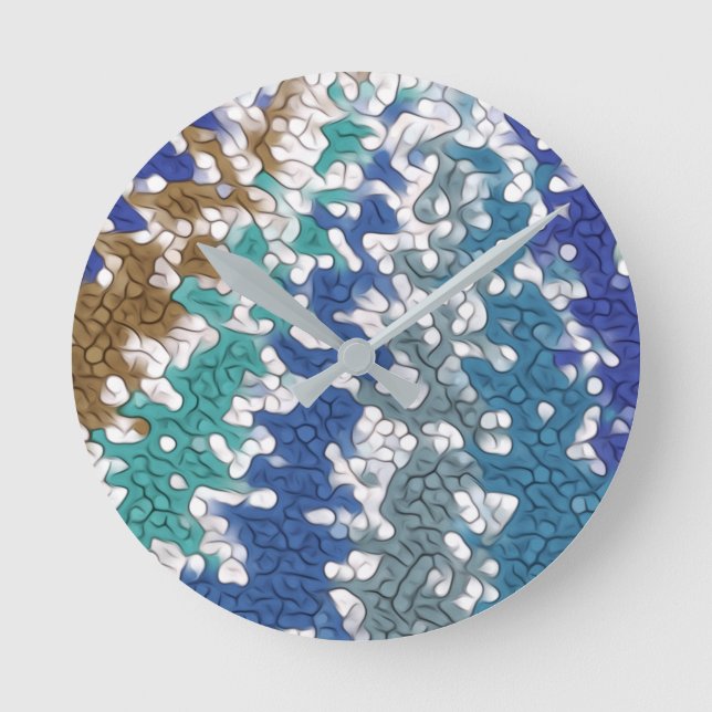 Reloj Redondo Mediano Patrón único amarillo verde azul (Anverso)