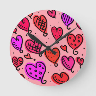 Reloj Redondo Mediano Patrón único de corazón de corte