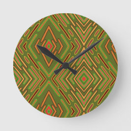 Reloj Redondo Mediano Patrón verde abstracto de circuitos futuristas