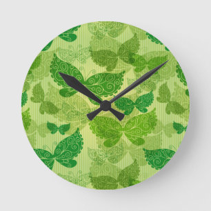 Reloj Redondo Mediano Patrón verde de primavera