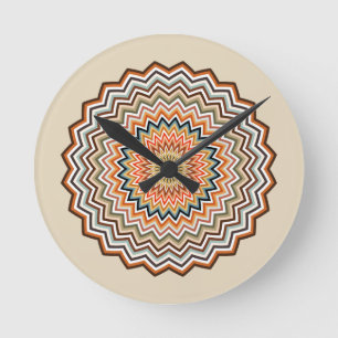 Reloj Redondo Mediano Patrón Zigzag de Mandala