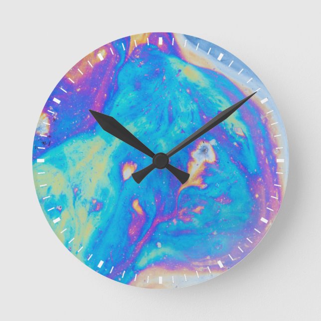 Reloj Redondo Mediano Patrones de aceite coloridos, Canadá (Anverso)