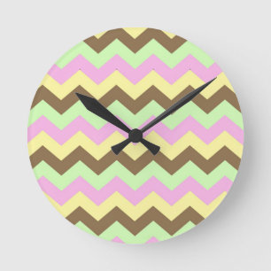Reloj Redondo Mediano Patrulla Zigzag (groen, roze, geel en bruin)