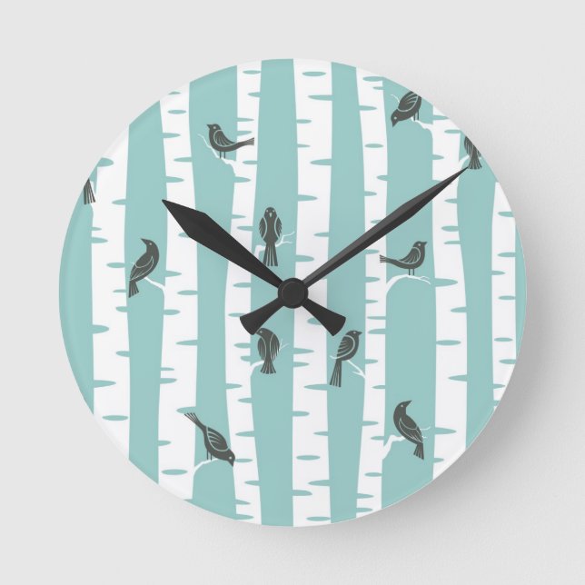 Reloj Redondo Mediano Pattern with birds and trees (Anverso)
