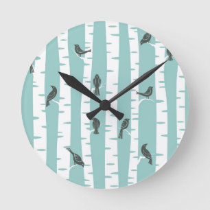 Reloj Redondo Mediano Pattern with birds and trees