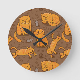 Reloj Redondo Mediano Pattern With Cats