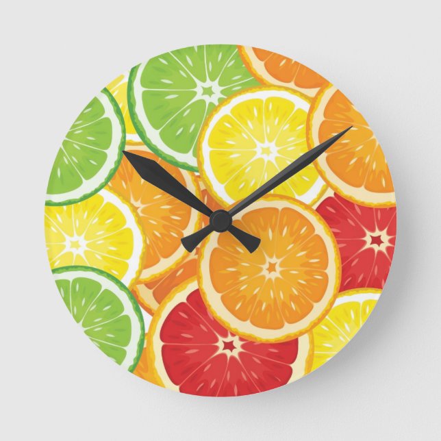 Reloj Redondo Mediano Pattern with citrus fruits (Anverso)