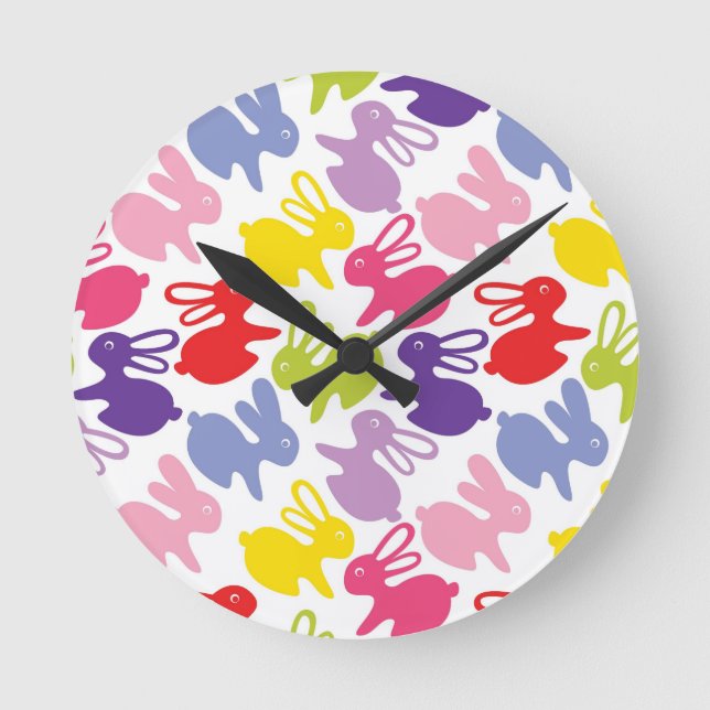 Reloj Redondo Mediano pattern with Easter rabbits (Anverso)
