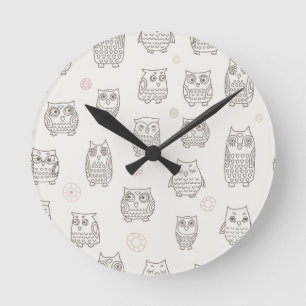 Reloj Redondo Mediano Pattern with owls