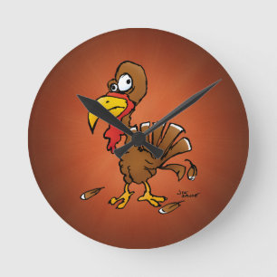 Reloj Redondo Mediano Pavo de dibujos animados divertido