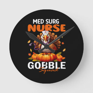 Reloj Redondo Mediano Pavo de enfermera coincidente MED SURG Gobble Squa