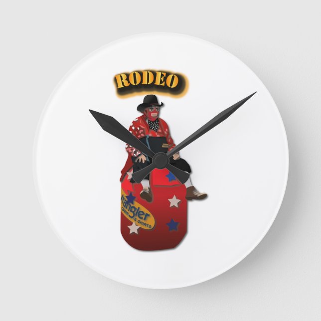 Reloj Redondo Mediano Payasos de rodeo con texto (Anverso)