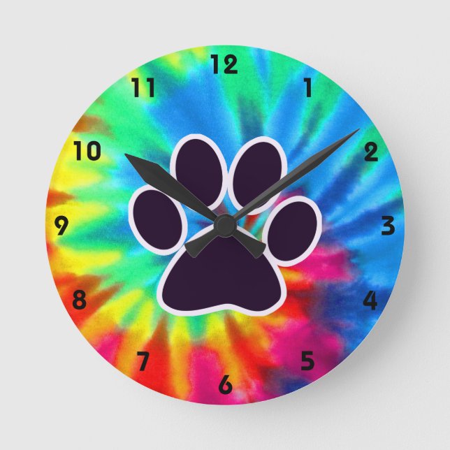 Reloj Redondo Mediano Paz, amor, perro; Pawprint (Anverso)