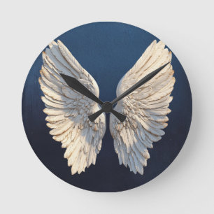 Reloj Redondo Mediano Paz Consuelo Belleza Atemporal Azul Ángel Elegante