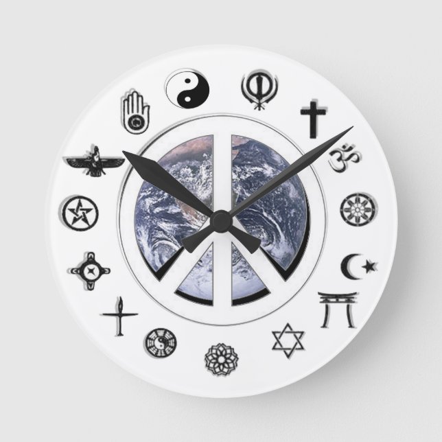 Reloj Redondo Mediano Paz de mundo (Anverso)