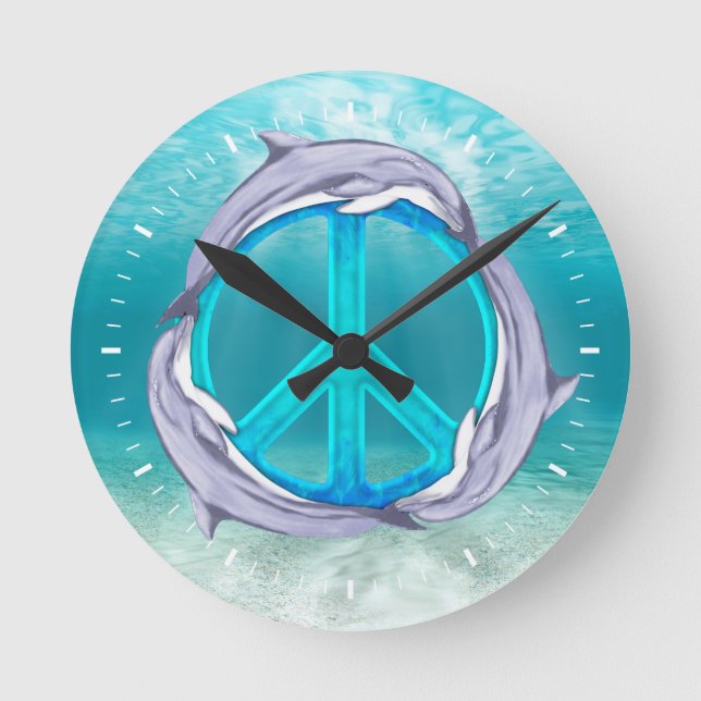 Reloj Redondo Mediano Paz del delfín (Anverso)