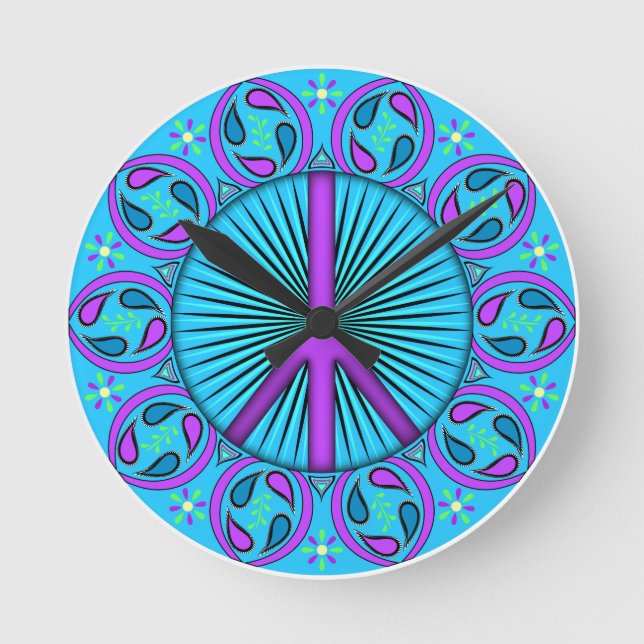 Reloj Redondo Mediano Paz ~ Leaf (Anverso)