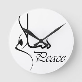 Reloj Redondo Mediano Paz Negra con caligrafía árabe "Salam"