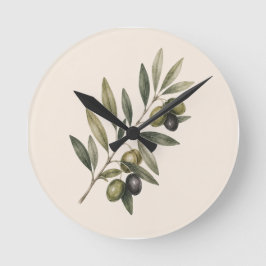 Reloj Redondo Mediano Peace Grows Here | Vintage Olive Branch Botanical