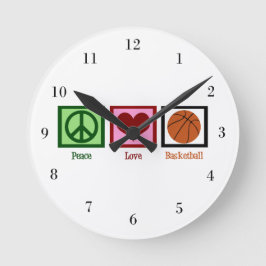 Reloj Redondo Mediano Peace Love Basketball