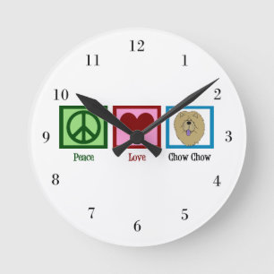 Reloj Redondo Mediano Peace Love Chow Chow