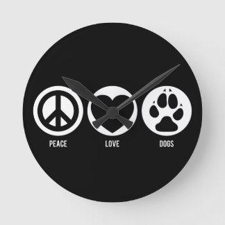 Reloj Redondo Mediano Peace Love Dogs