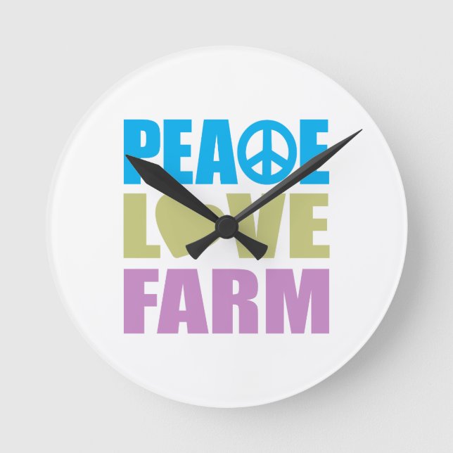 Reloj Redondo Mediano Peace Love Farm (Anverso)