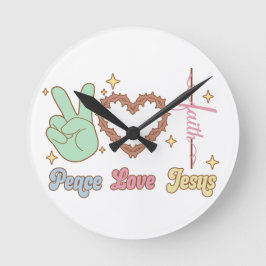 Reloj Redondo Mediano Peace, love, Jesus, God, Church, Religious, Bible 